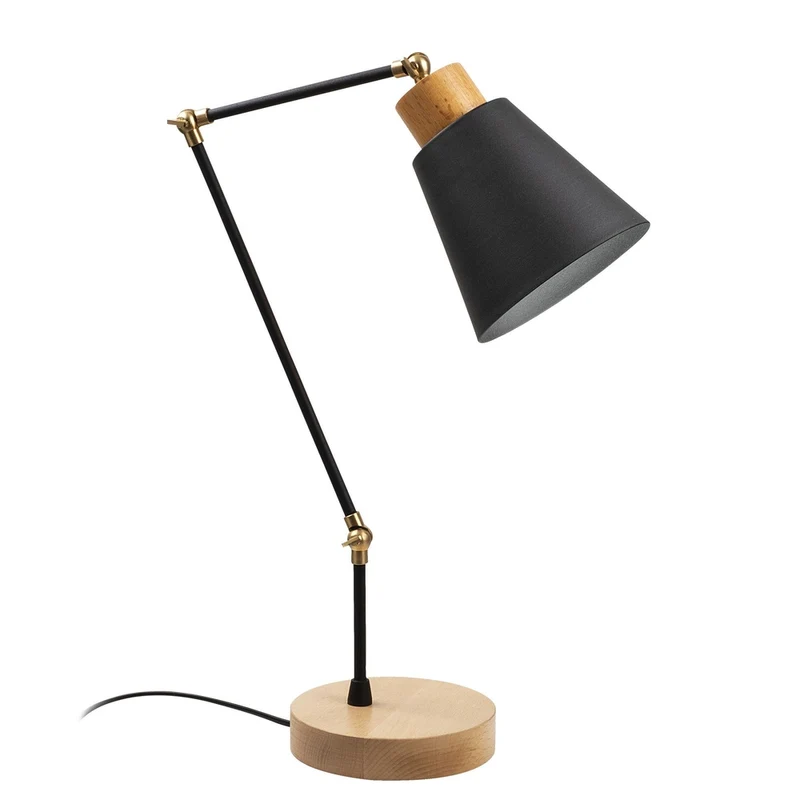 Lampe Sur Pied Bois Et Noir