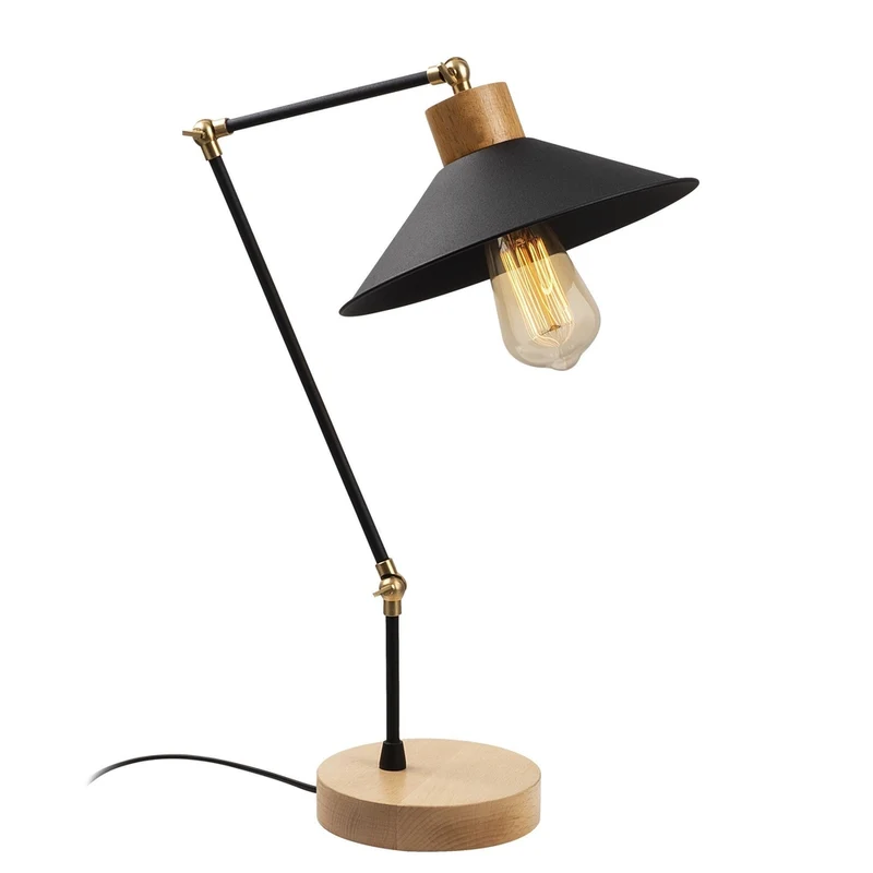 Lampe De Bureau Noir Et Bois