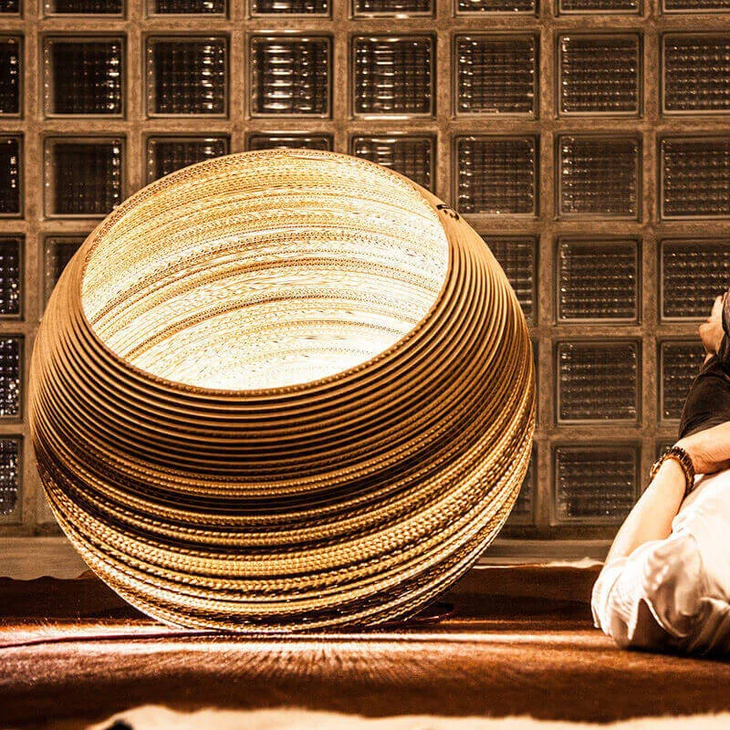 Think Paper Globe Cardboard Floor Lamp