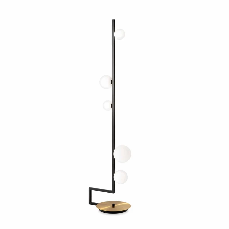 Lampe Sur Pied Métal Noir Boules Blanches