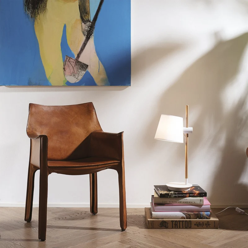 Lampe De Bureau Blanche Et Bois