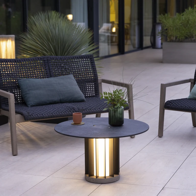 Les Jardins Teckalu Outdoor Coffee Table with Solar Lighting