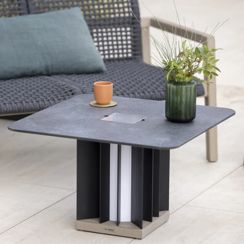 Les Jardins Teckalu Outdoor Coffee Table with Solar Lighting