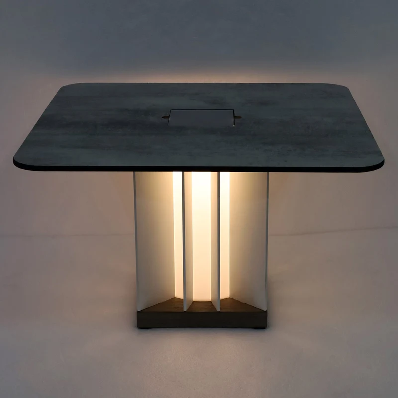 Les Jardins Teckalu Outdoor Coffee Table with Solar Lighting