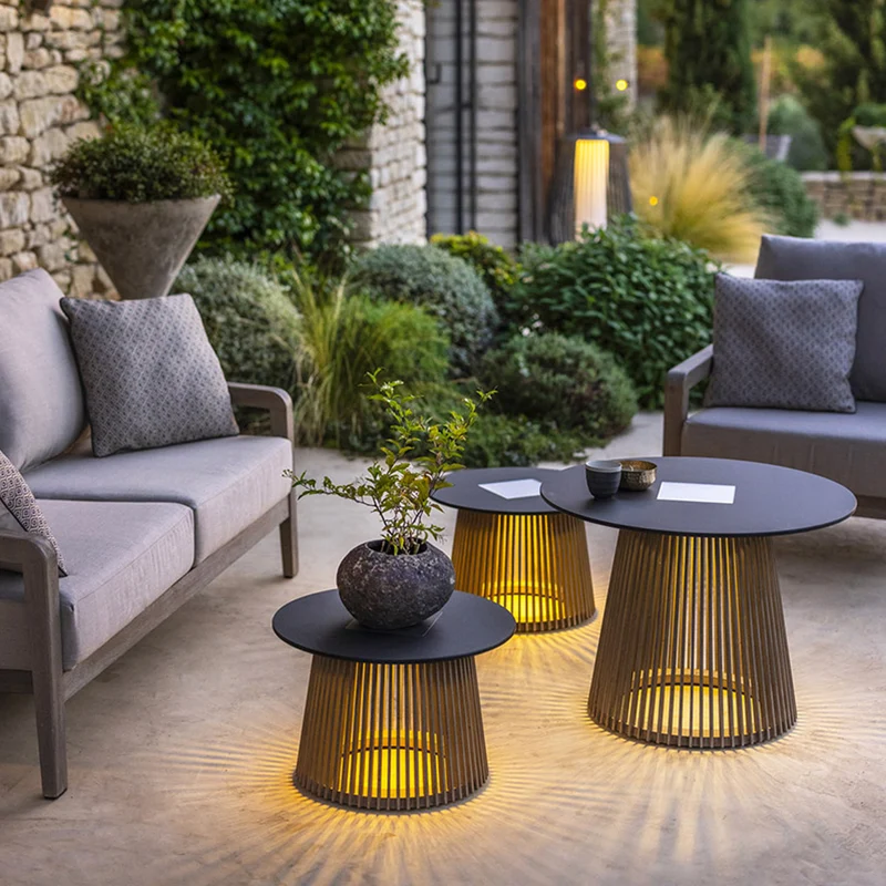 Les Jardins Tecka Outdoor Coffee Table with Solar Lighting