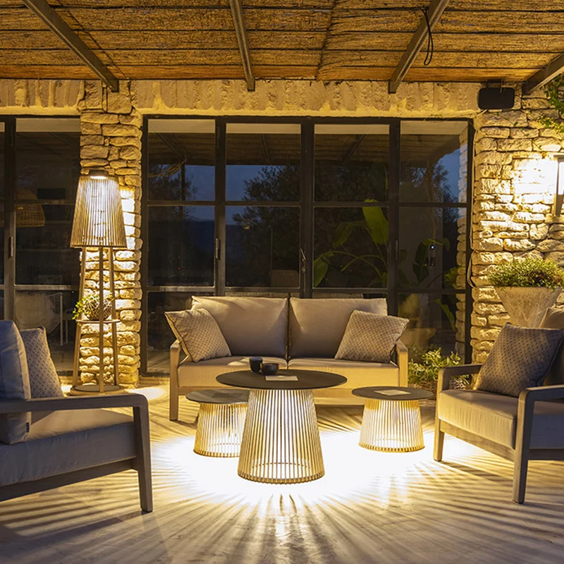 Les Jardins Tecka Outdoor Coffee Table with Solar Lighting