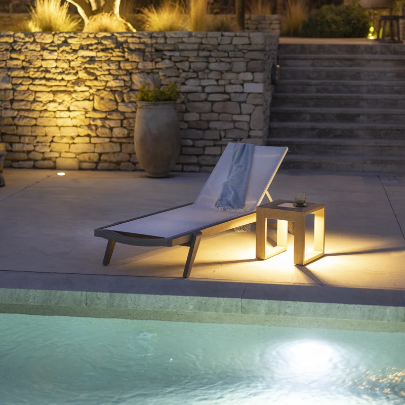 Les Jardins Rancho Outdoor Side Table with Solar Lighting