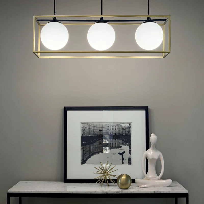 Luminaire Doré Suspension Boules Déco