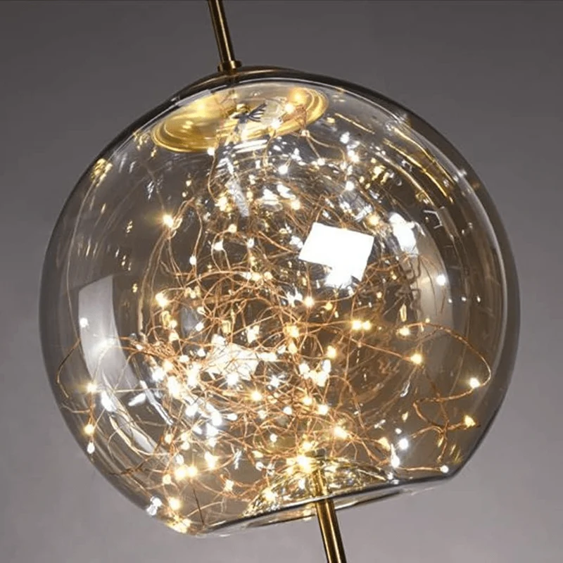 Suspension Vintage Verre Fumé Et Laiton