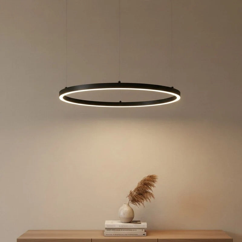 Suspension Cercle LED noire