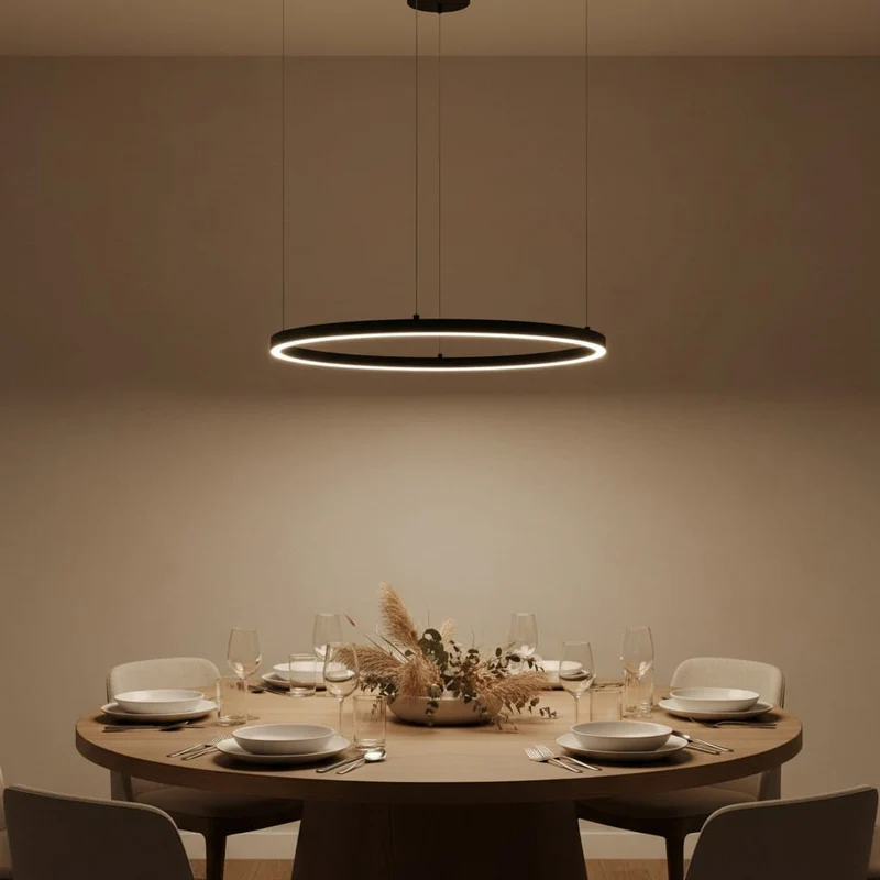 Suspension Cercle LED noire