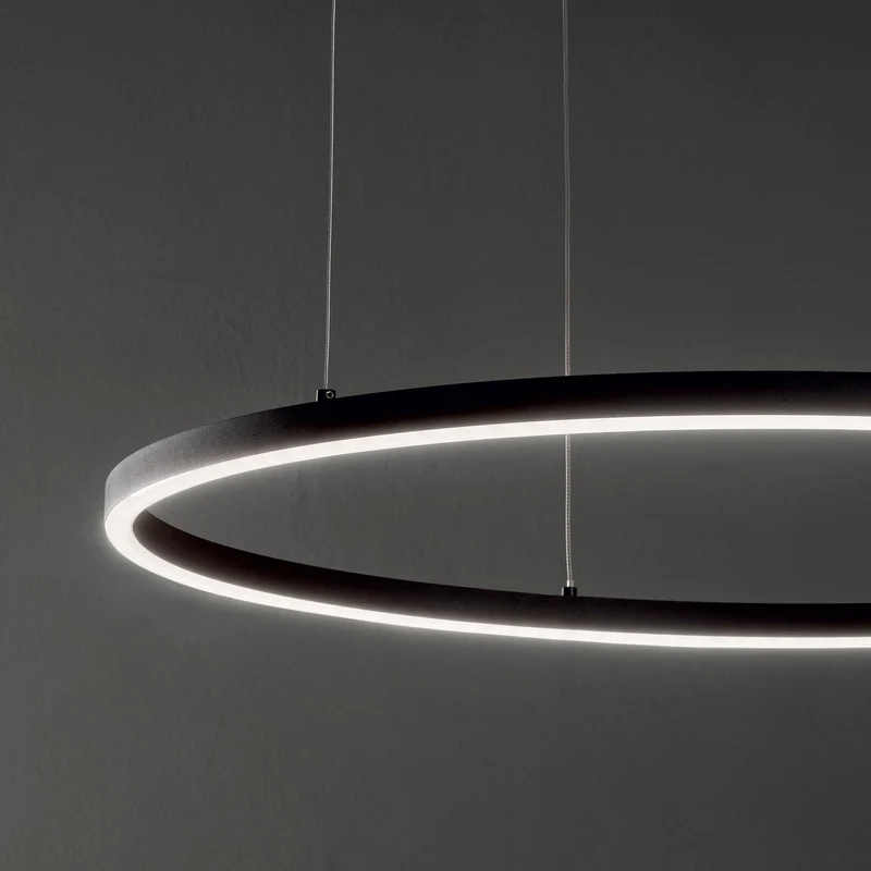 Suspension Cercle LED noire