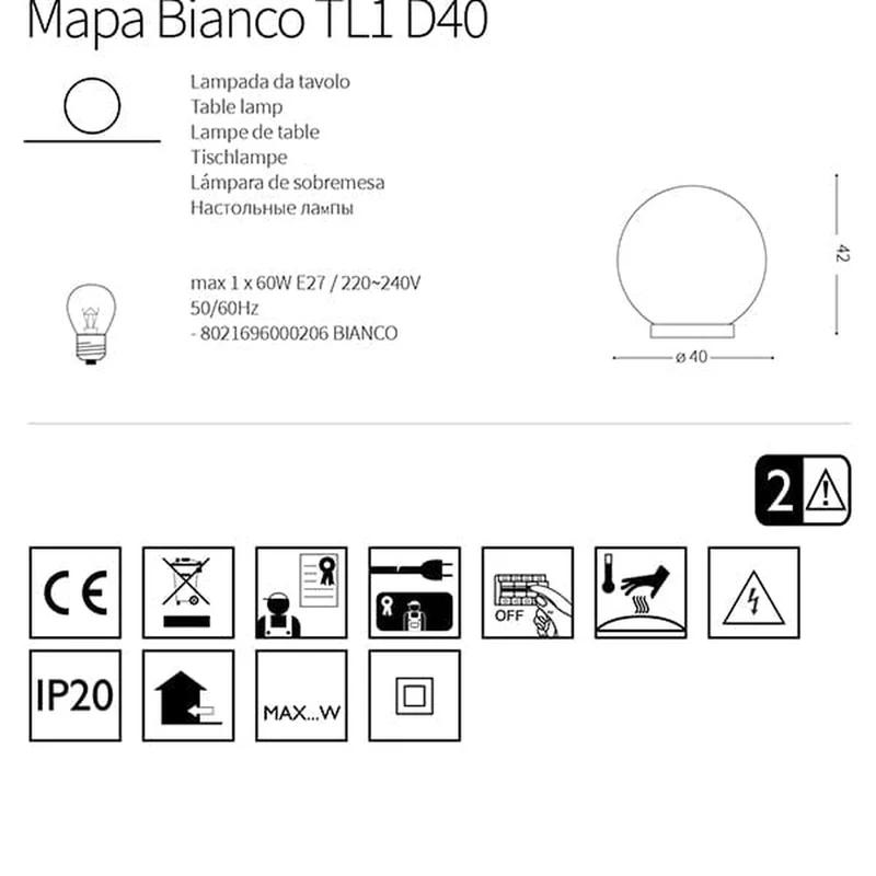 LAMPE Blanche A poser Ronde