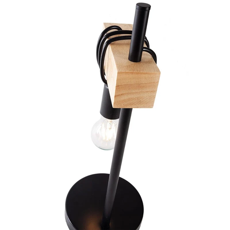 Lampe A Poser Noir Et Bois