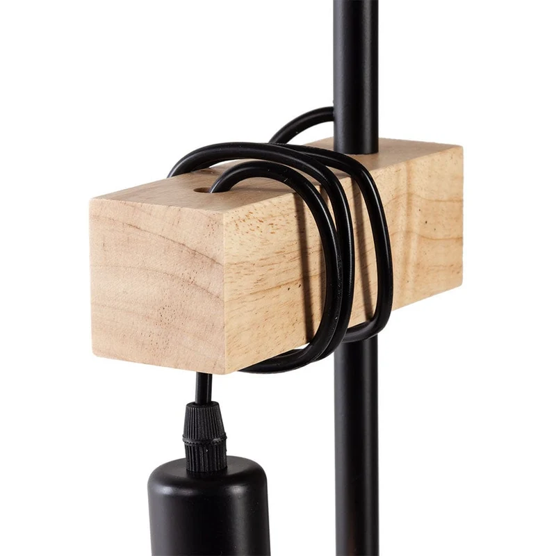 Lampe A Poser Noir Et Bois