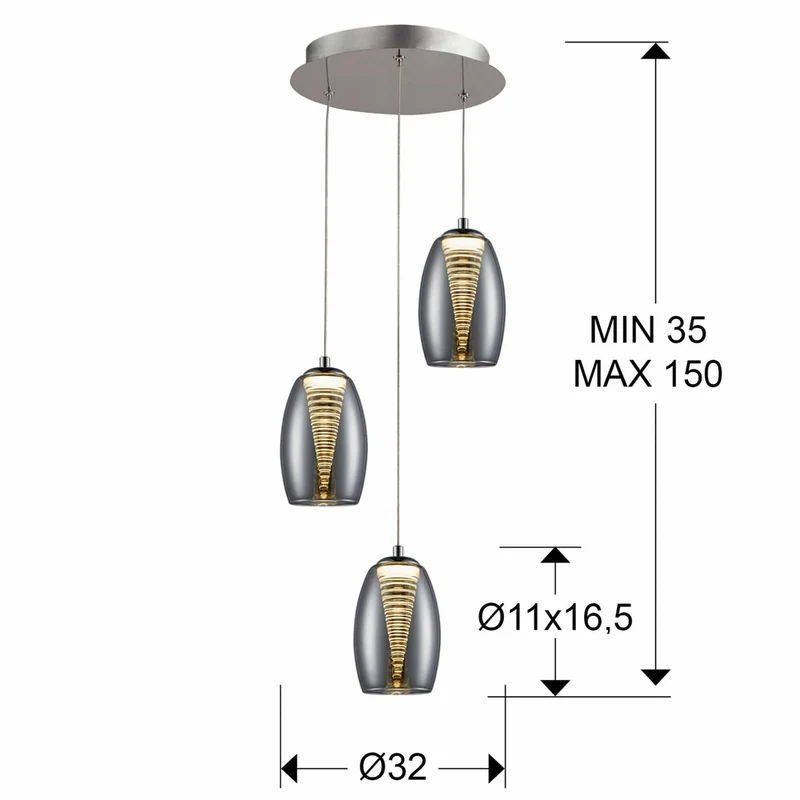 Suspension 3 Boules Chrome