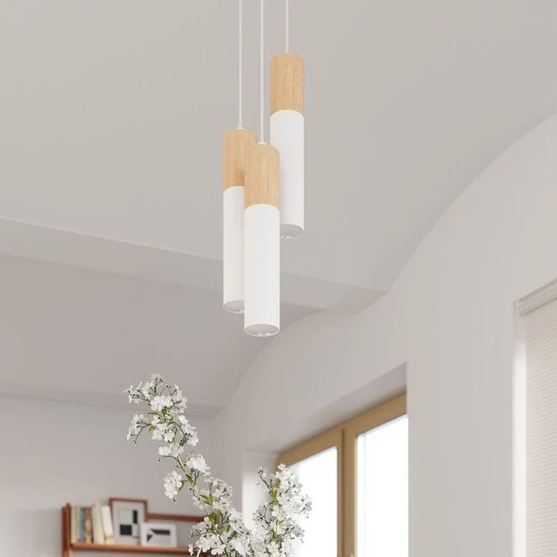 Suspension Luminaire Blanc Et Bois