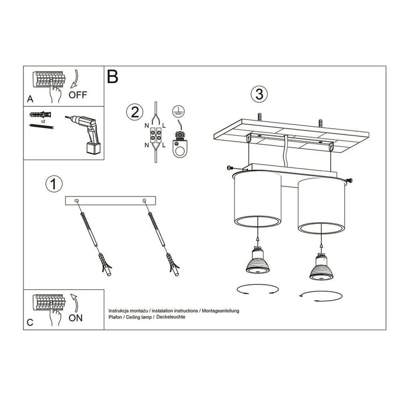 Applique 2 Lampes Gris Acier