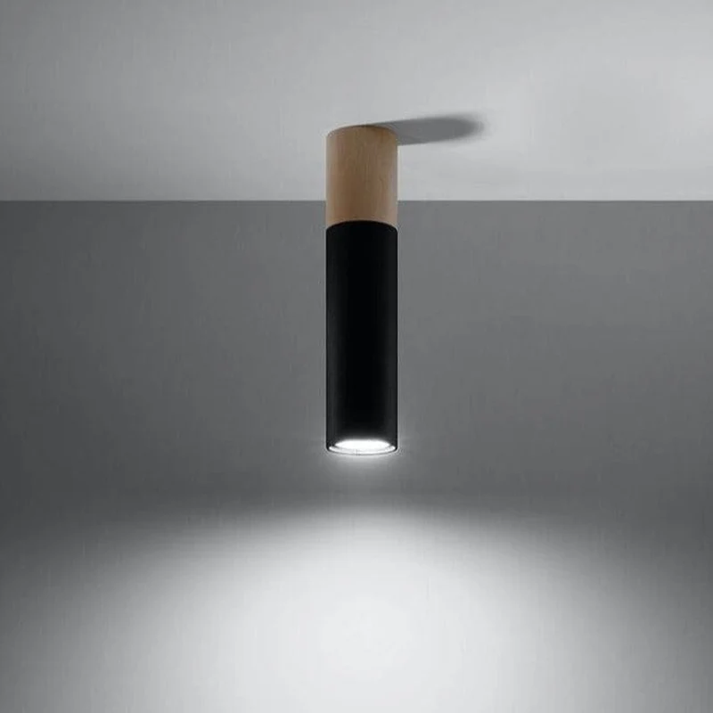 Plafonnier Noir Et Bois