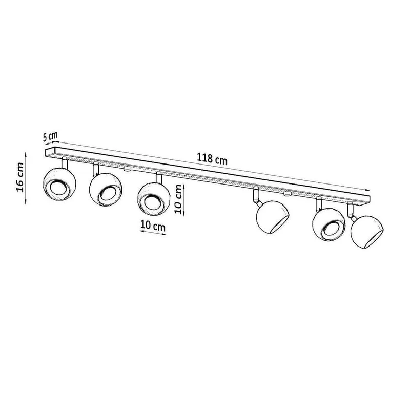 Plafonnier barre de 6 Spots blanc ronds rotatifs