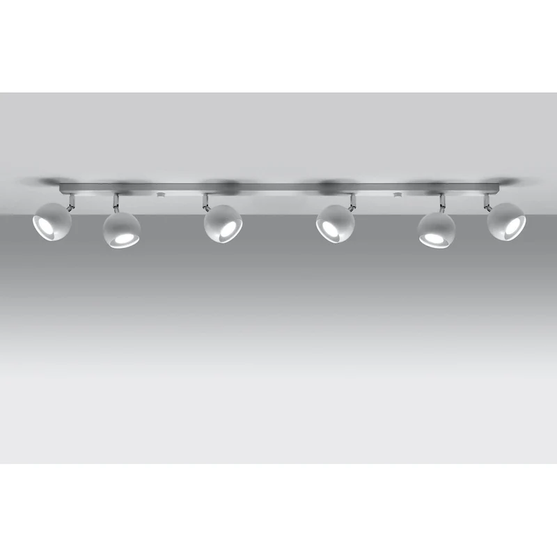 Plafonnier barre de 6 Spots blanc ronds rotatifs