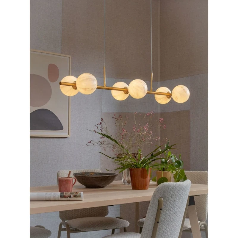 Luminaire Suspension Dorée Moderne Boule Marbre