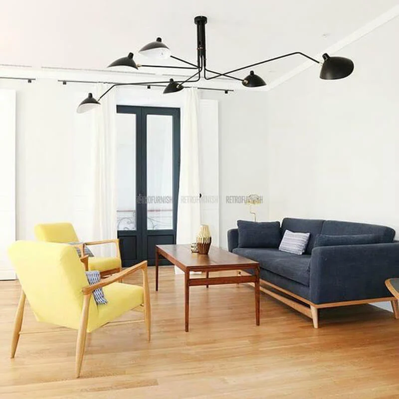 Serge Mouille 6 Rotating Arms Ceiling Lamp