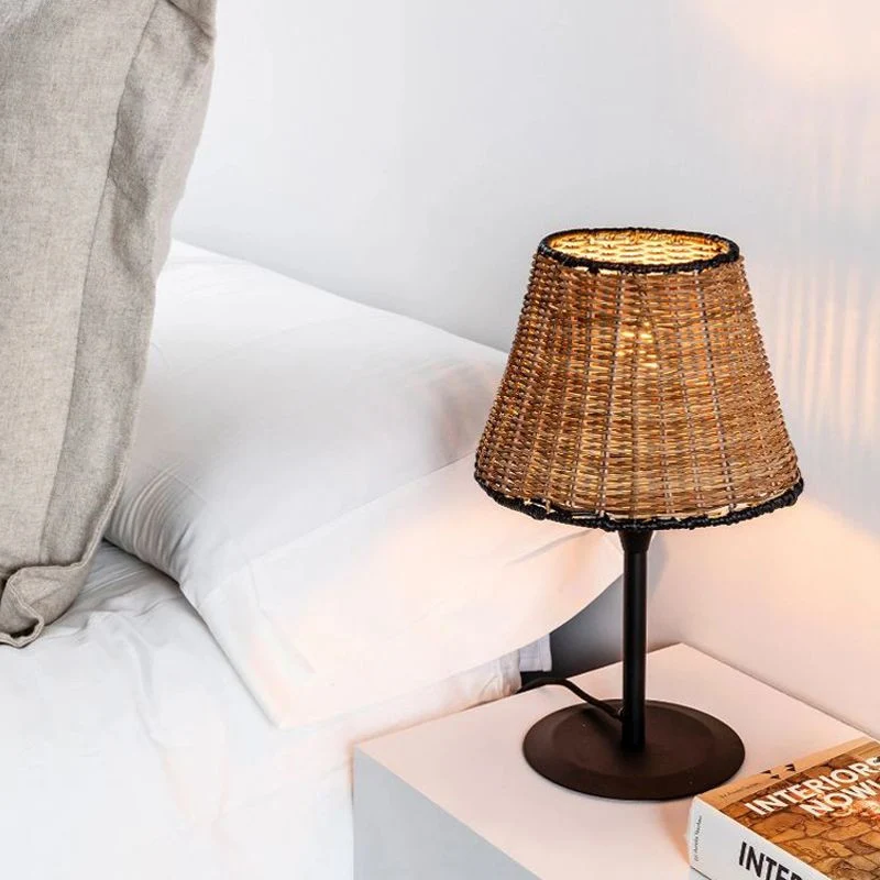 Faro Sumba Black-Rattan Table Lamp