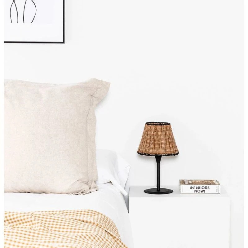 Faro Sumba Black-Rattan Table Lamp