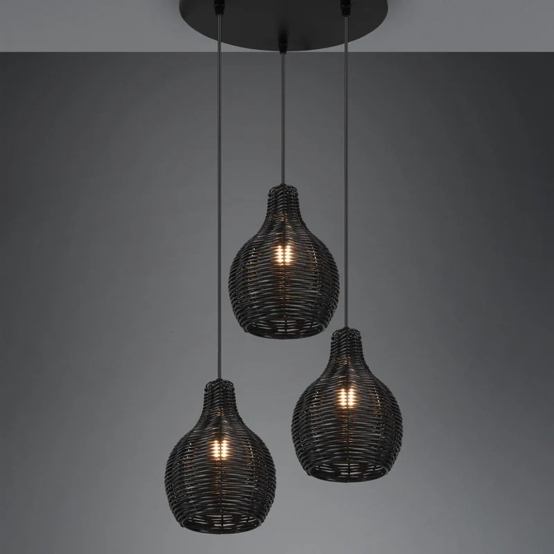 Suspension Luminaire 3 Lampes Noir