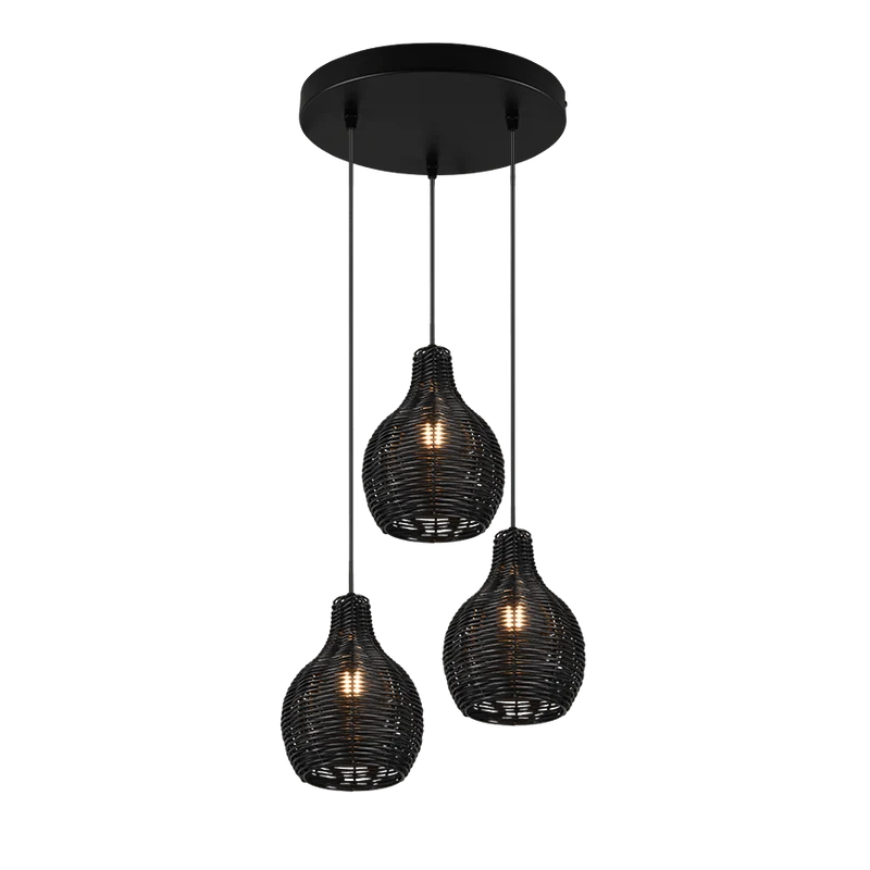 Suspension Luminaire 3 Lampes Noir