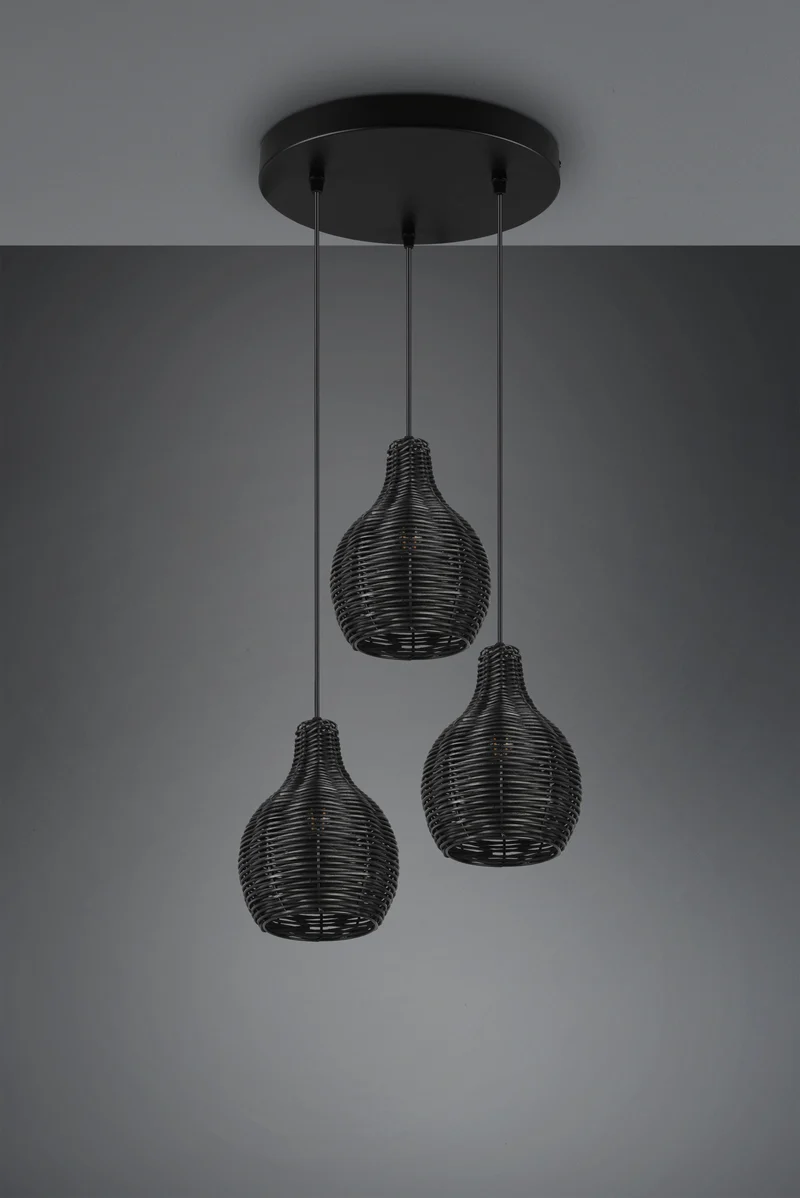 Suspension Luminaire 3 Lampes Noir
