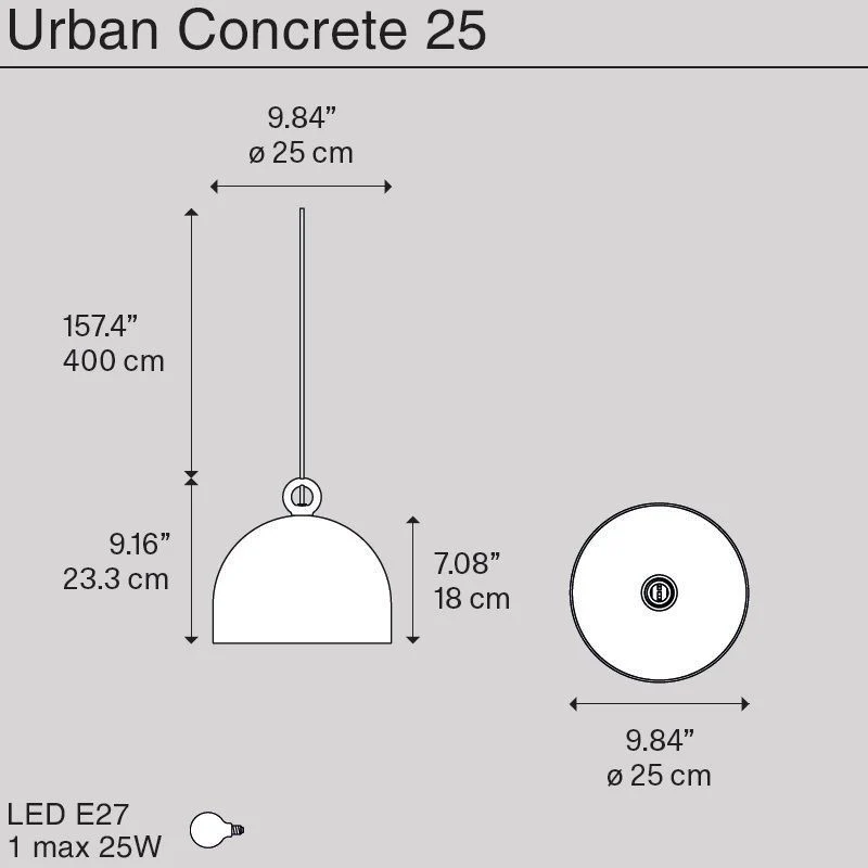 Diesel by Lodes Urban Concrete Small Pendant Lamp