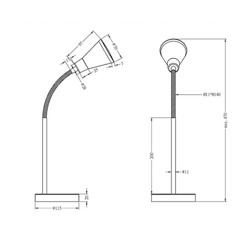Lampe De Chevet Acier Noir