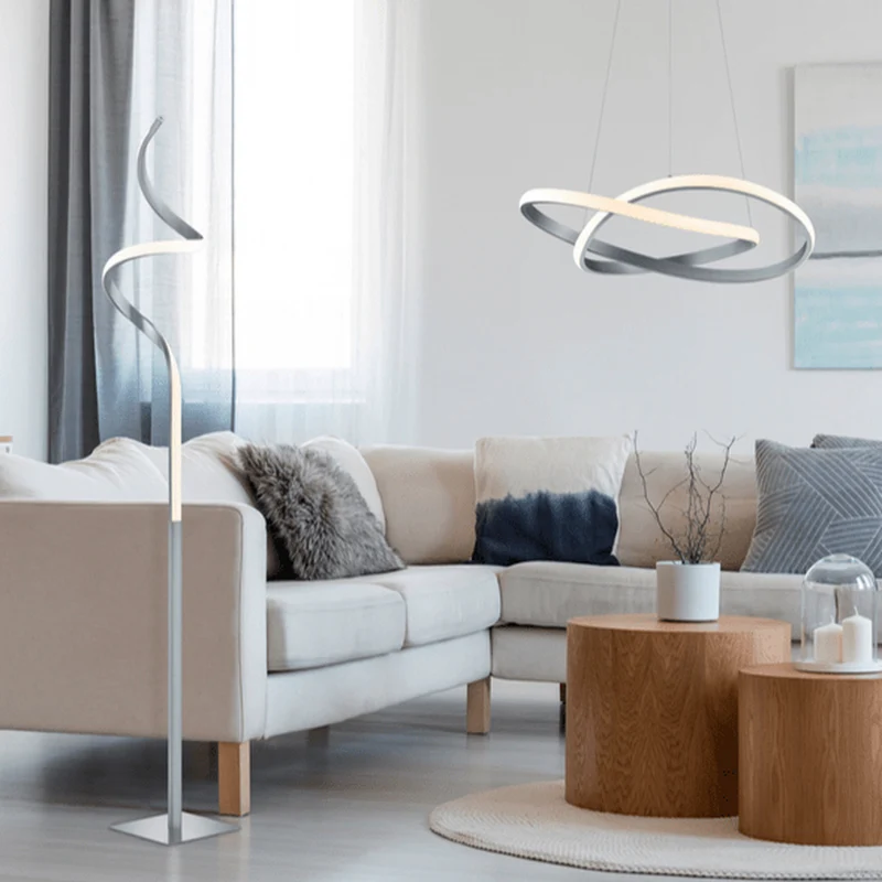 Lampadaire Pied Argent Spirale Salon Original