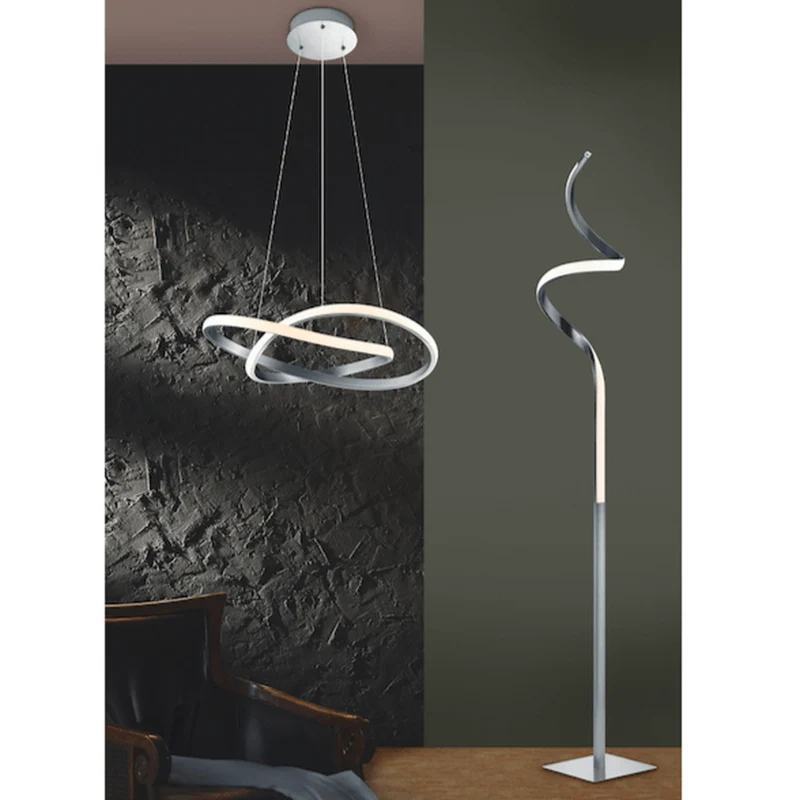 Lampadaire Pied Argent Spirale Salon Original