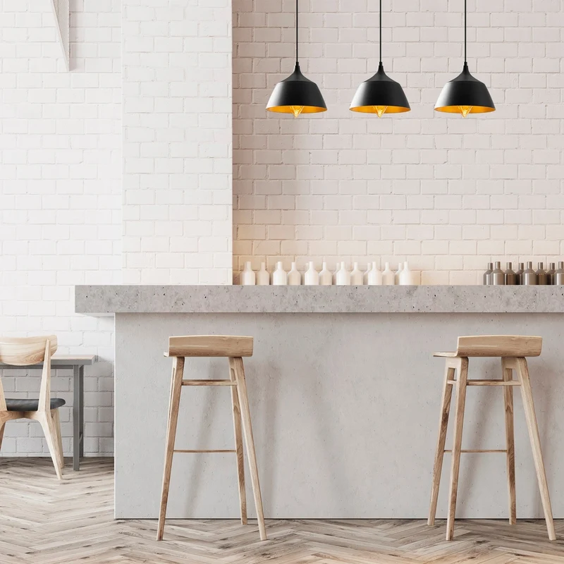 Suspension Industrielle Noire 3 Lampes