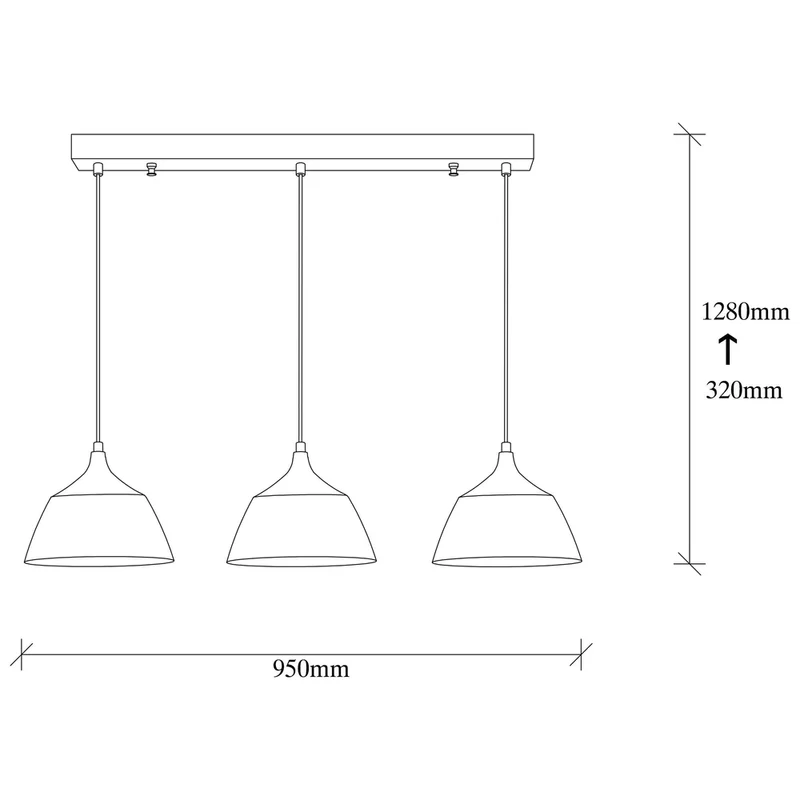 Suspension Industrielle Noire 3 Lampes
