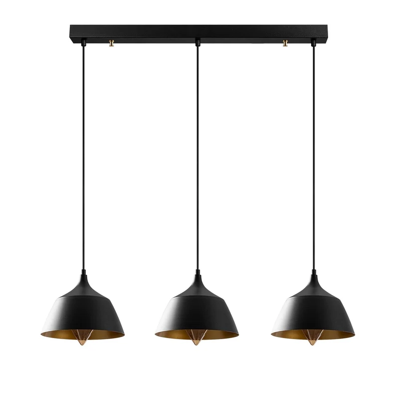 Suspension Industrielle Noire 3 Lampes