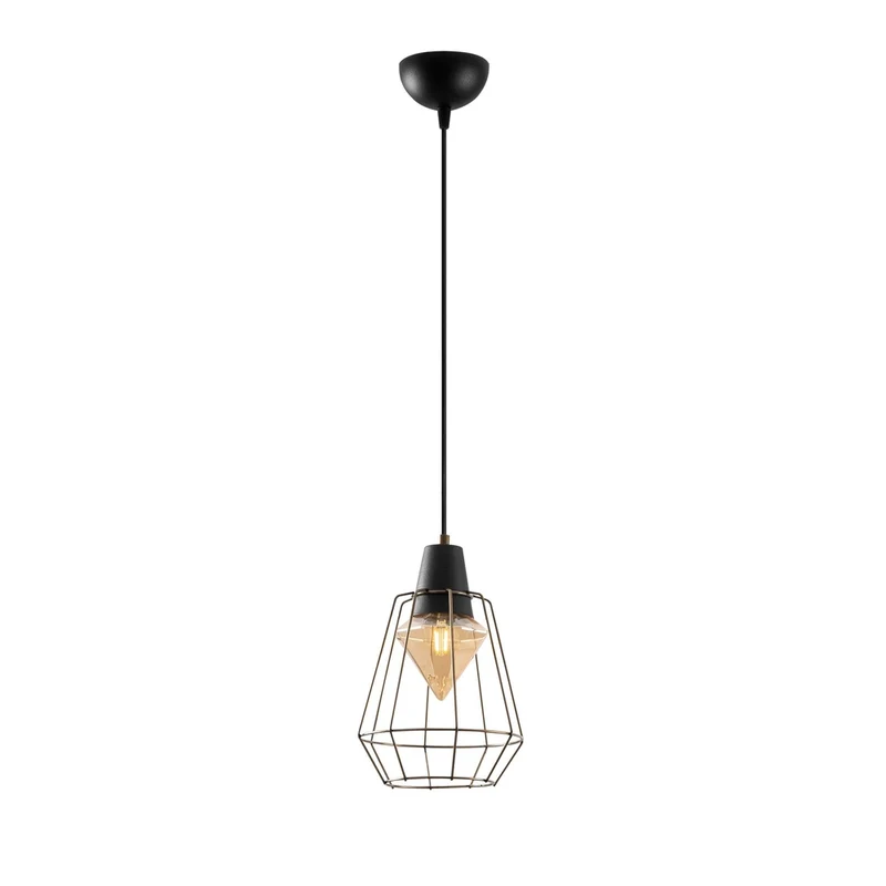Suspension pour lampe Métal Noir Forme Géométrique