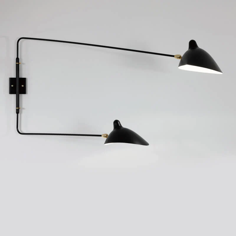 Serge Mouille 2 Rotating Straight Arms Sconce Lamp