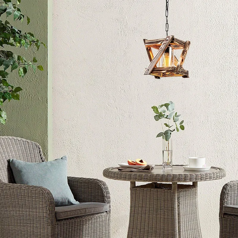 Suspension Industrielle Bois Et Metal