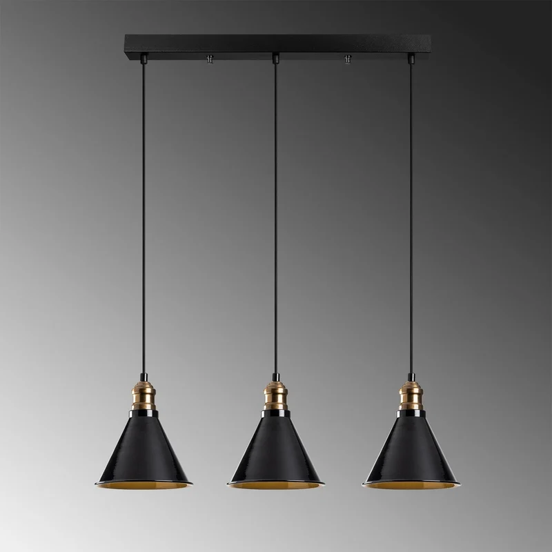 Luminaire Suspendu Noir Et Cuivre