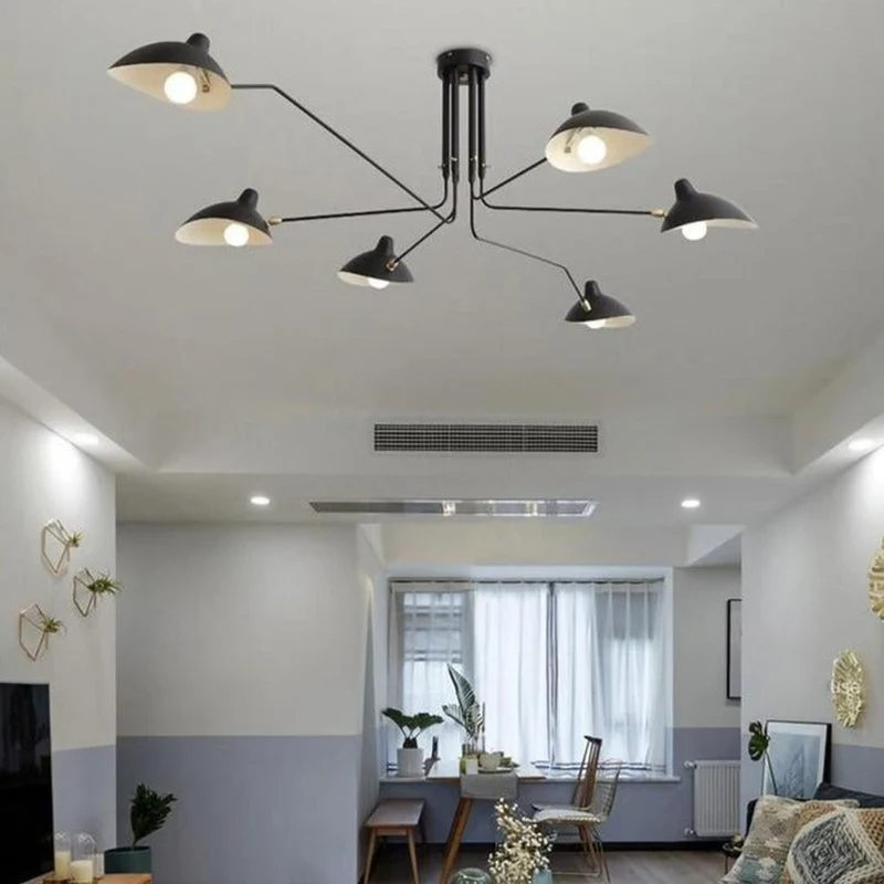 Grand Lustre Industriel Noir
