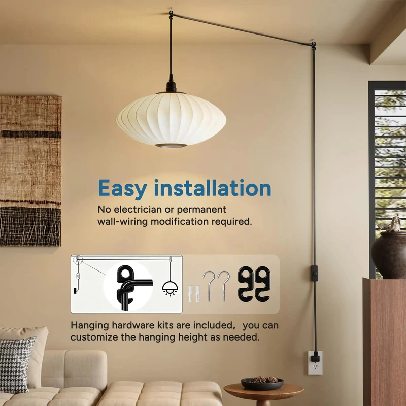 Top Notch Black Pendant Light Cord 10 FT With E26 E27 Bulb Socket And Right Angle Plug Slick Flat Braided Extension Cable For Indoor Or Outdoor Hanging Fixtures Features Handy On Off Switch