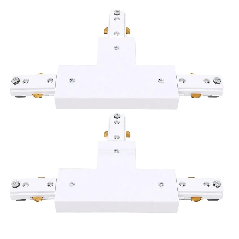 Two Pack H Track T Connector 3 Wire Single Circuit White 90 Degree Branch Track Lighting Adapter Quick Setup No Sweat Wiring Rock Solid Build Smooth Connections Straight Up Quality For T Or L Layouts