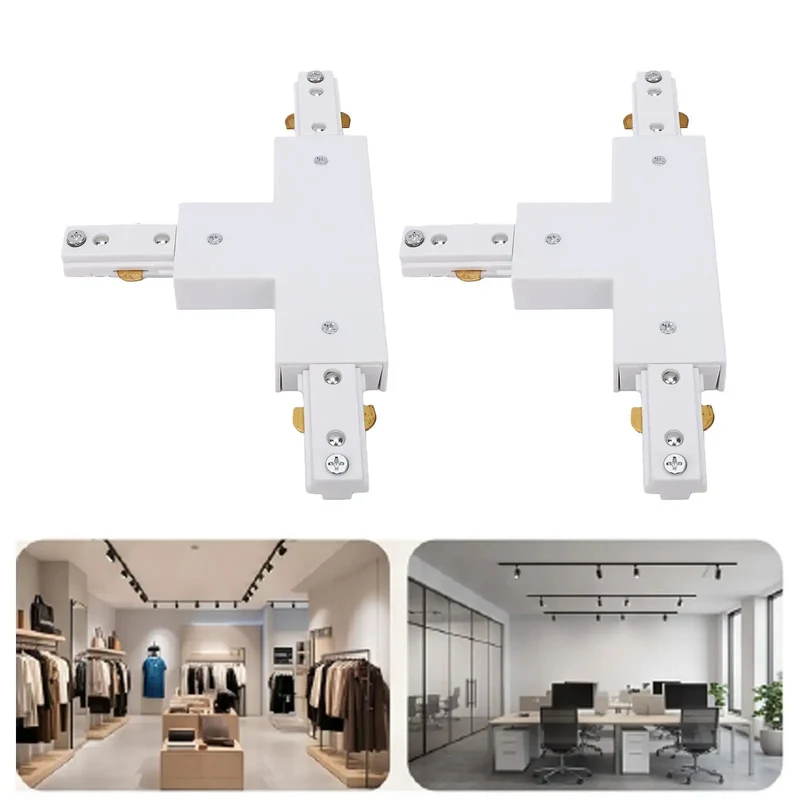 Two Pack H Track T Connector 3 Wire Single Circuit White 90 Degree Branch Track Lighting Adapter Quick Setup No Sweat Wiring Rock Solid Build Smooth Connections Straight Up Quality For T Or L Layouts