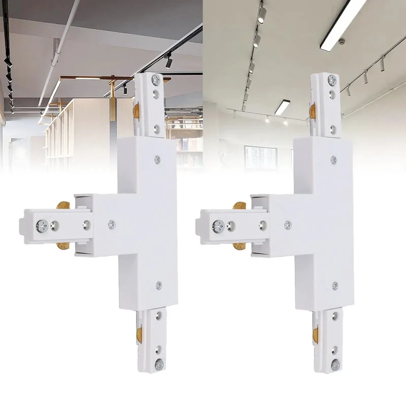Two Pack H Track T Connector 3 Wire Single Circuit White 90 Degree Branch Track Lighting Adapter Quick Setup No Sweat Wiring Rock Solid Build Smooth Connections Straight Up Quality For T Or L Layouts