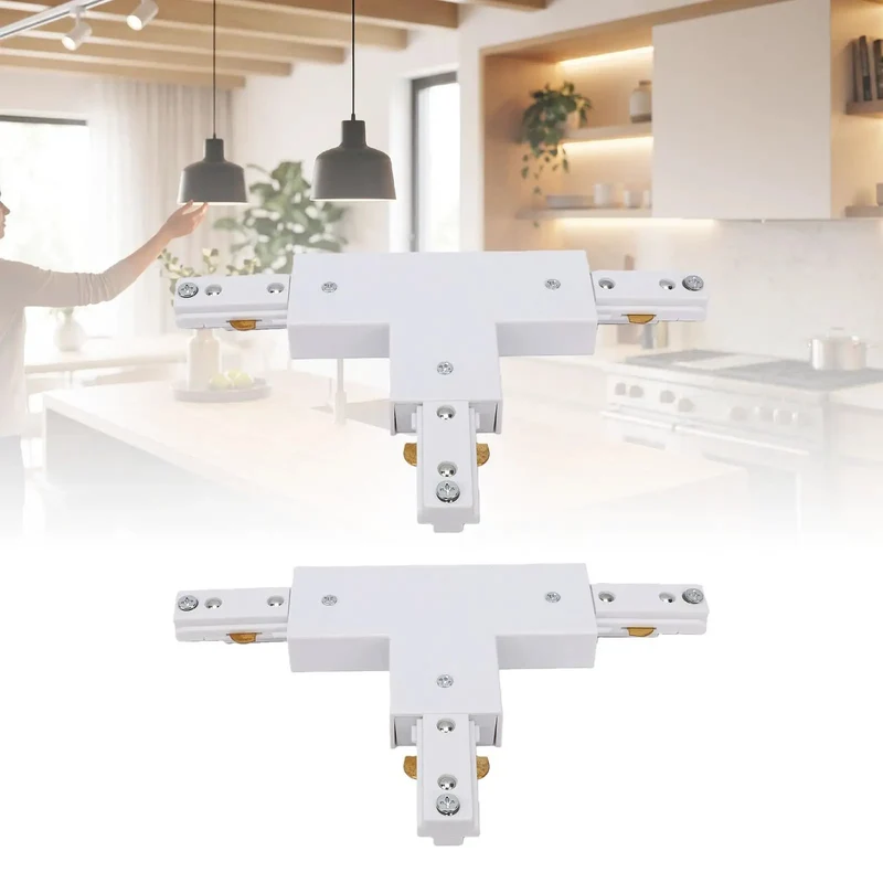 Two Pack H Track T Connector 3 Wire Single Circuit White 90 Degree Branch Track Lighting Adapter Quick Setup No Sweat Wiring Rock Solid Build Smooth Connections Straight Up Quality For T Or L Layouts