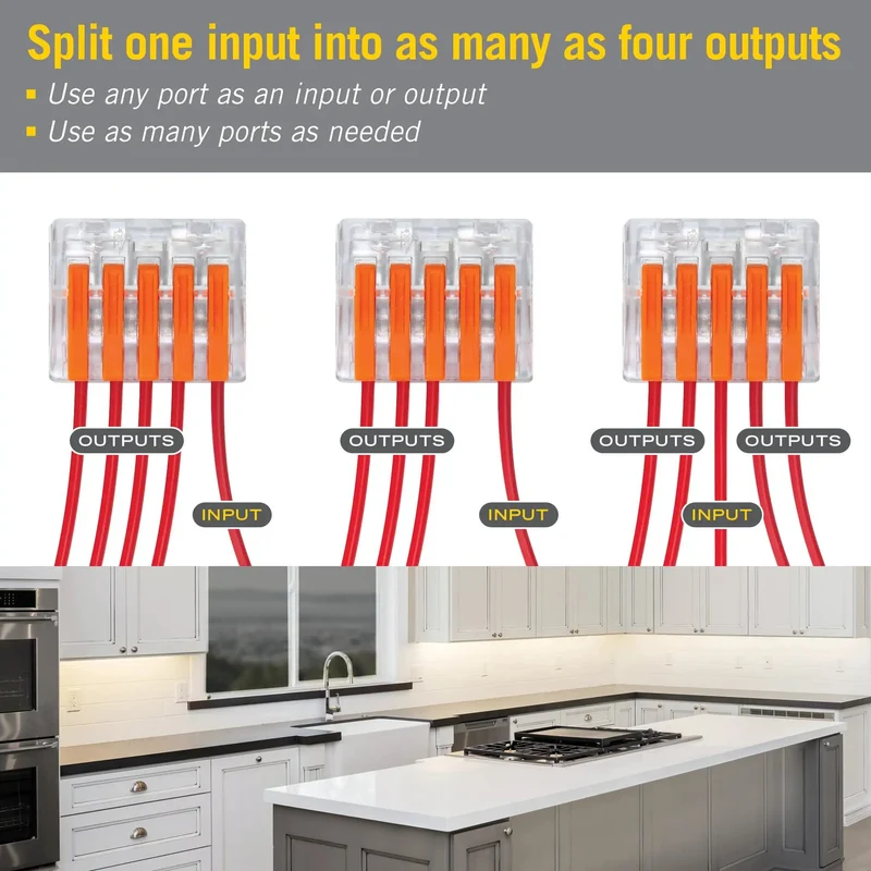 Five Port Lever Wire Connector Six Pack High Capacity Quick Connect Terminal For Led Strip And Under Cabinet Lighting Replaces Traditional Wire Nuts Handles Every Job With No Sweat A Beefy Staple For Smooth Builds